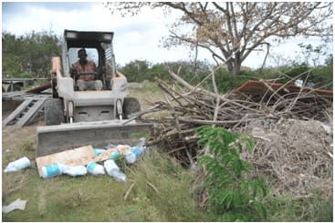 Workers taking part in the national clean-up programme.